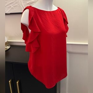 Banana Republic Red Ruffled‎ Sleeveless Blouse